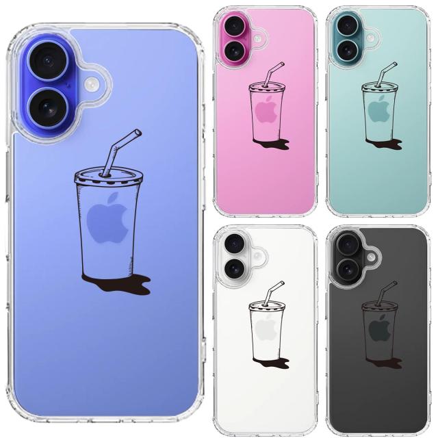 iPhone16 ケース クリア アップルジュース スマホケース 側面ソフト 背面ハード ハイブリッド  送料無料-1