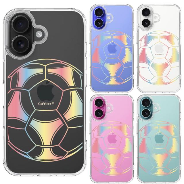 iPhone16 ケース クリア サッカーボール カラー スマホケース 側面ソフト 背面ハード ハイブリッド 送料無料-1