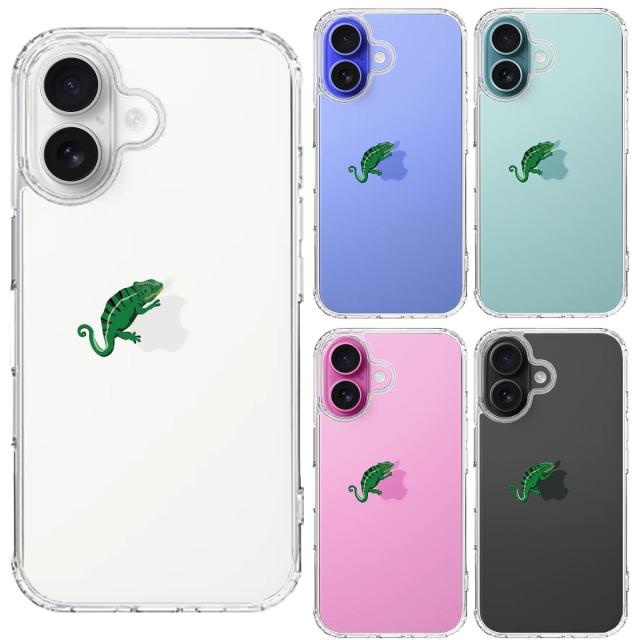 iPhone16 ケース クリア カメレオン 2 爬虫類 スマホケース 側面ソフト 背面ハード ハイブリッド  送料無料-1