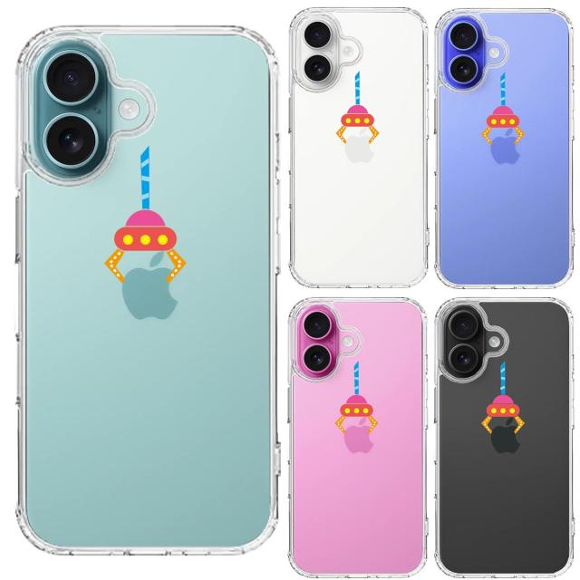 iPhone16 ケース クリア UFOキャッチャー りんご キャッチ スマホケース 側面ソフト 背面ハード ハイブリッド  送料無料-1