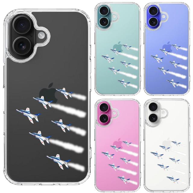 iPhone16 ケース クリア シェル ブルーインパルス 6機編隊 スマホケース 側面ソフト 背面ハード ハイブリッド  送料無料-1