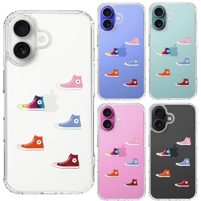 iPhone16 ケース クリア シェル スニーカー スマホケース 側面ソフト 背面ハード ハイブリッド  送料無料-1
