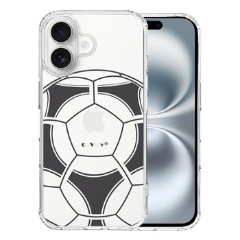 iPhone16 ケース クリア サッカーボール I Love Soccer スマホケース 側面ソフト 背面ハード ハイブリッド  送料無料-0