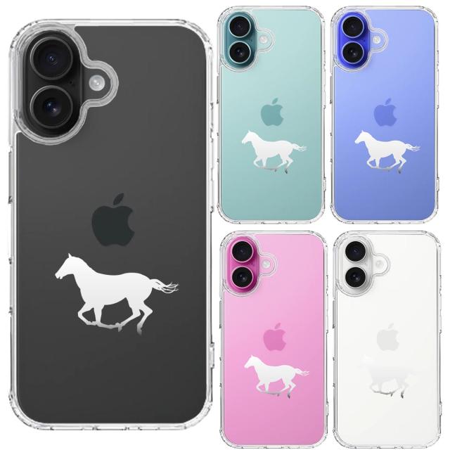 iPhone16 ケース クリア 馬 サラブレット 白馬 スマホケース 側面ソフト 背面ハード ハイブリッド  送料無料-1