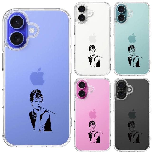 iPhone16 ケース クリア オードリー ヘプバーン スマホケース 側面ソフト 背面ハード ハイブリッド  送料無料-1