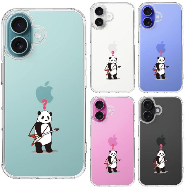 iPhone16 ケース クリア ギター パンダ ? スマホケース 側面ソフト 背面ハード ハイブリッド 送料無料-1