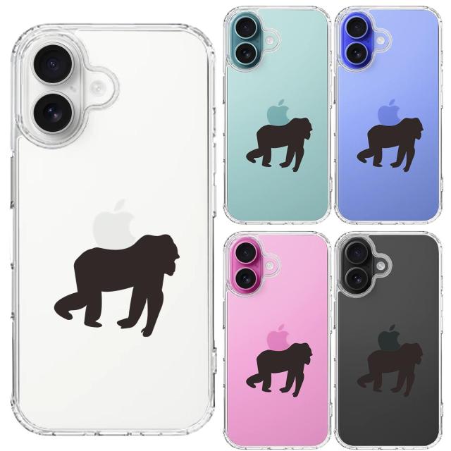 iPhone16 ケース クリア ゴリラ りんご 運搬中 スマホケース 側面ソフト 背面ハード ハイブリッド  送料無料-1
