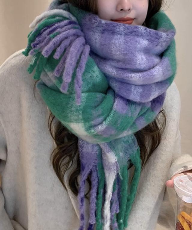 ボリュームマフラー大判 ふわふわマフラー　大判ストール もこもこ防寒 送料無料 即日発送-4