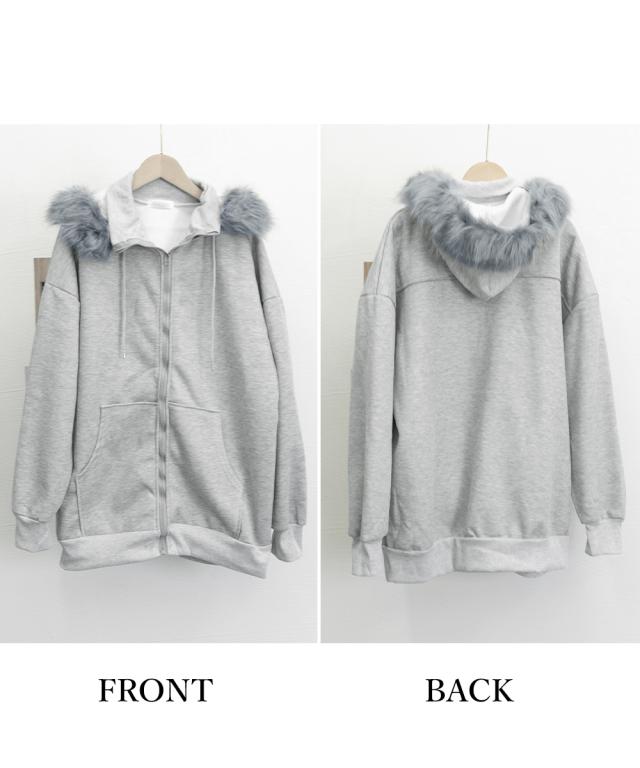 裏微起毛パーカージップアップ レディース 送料無料 即日発送-2