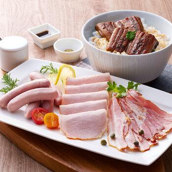 うなぎ蒲焼&三田屋総本家ハム詰合せ うなぎ蒲焼×4 ロースハムスライス×1 スモークベーコン×1 白ウィンナー等 送料無料-2