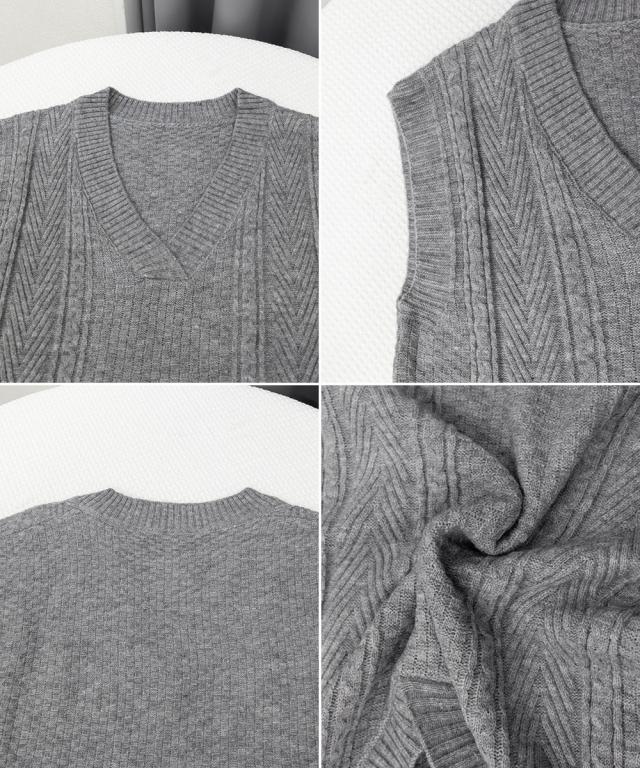 ケーブルニットベスト レディースチョッキ 送料無料 即日発送-3