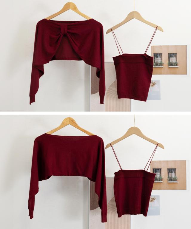 フロントリボンニット キャミソールセット 送料無料 即日発送-2