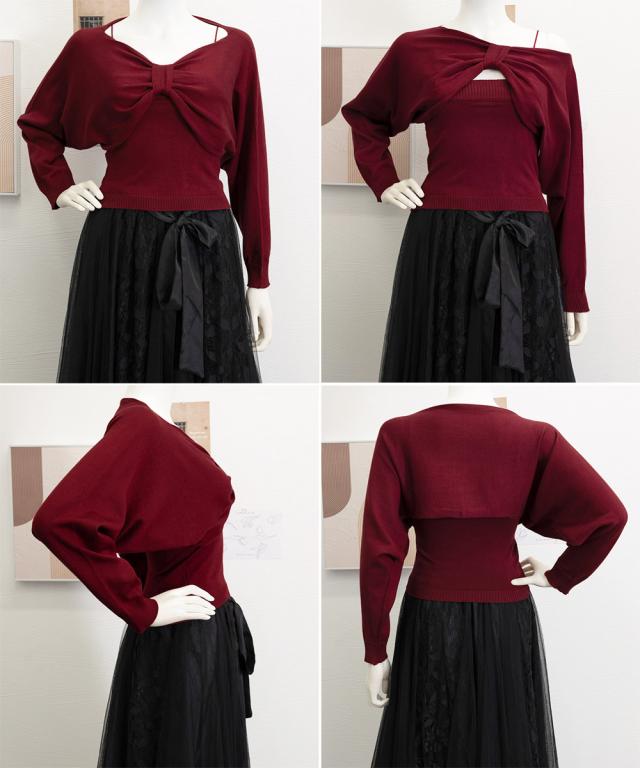 フロントリボンニット キャミソールセット 送料無料 即日発送-4