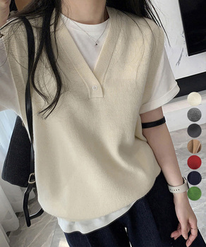 ニットベスト レディースチョッキ 重ね着 SK21604899-7589 送料無料 即日発送-0