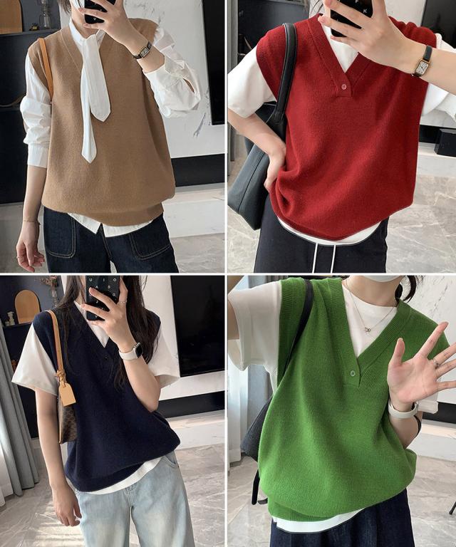 ニットベスト レディースチョッキ 重ね着 SK21604899-7589 送料無料 即日発送-8