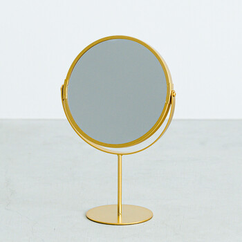 3倍鏡付卓上ミラー ハイタイプ メイク ヴィンテージ 置き型 ゴールド 真鍮風 送料無料-6