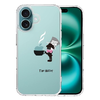 iPhone16 ケース クリア アリス 帽子屋 スマホケース 側面ソフト 背面ハード ハイブリッド 送料無料-0