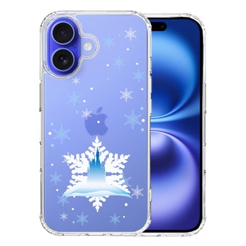 iPhone16 ケース クリア シンデレラ城 雪結晶 スマホケース 側面ソフト 背面ハード ハイブリッド 送料無料-0