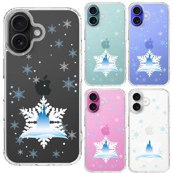 iPhone16 ケース クリア シンデレラ城 雪結晶 スマホケース 側面ソフト 背面ハード ハイブリッド 送料無料-1