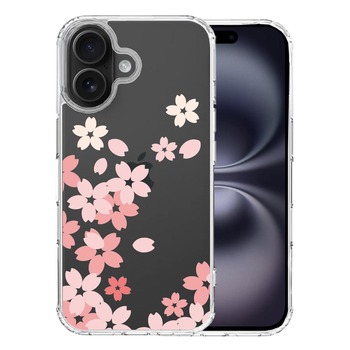 iPhone16 ケース クリア 桜 スマホケース 側面ソフト 背面ハード ハイブリッド  送料無料-0