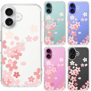 iPhone16 ケース クリア 桜 スマホケース 側面ソフト 背面ハード ハイブリッド  送料無料-1