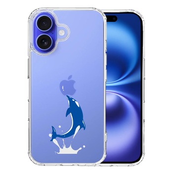 iPhone16 ケース クリア ドルフィン イルカ スマホケース 側面ソフト 背面ハード ハイブリッド  送料無料-0