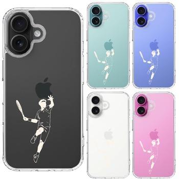 iPhone16 ケース クリア テニス ホワイト スマホケース 側面ソフト 背面ハード ハイブリッド  送料無料-1