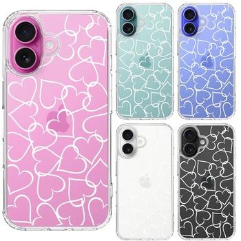 iPhone16 ケース クリア CuVery ハート ホワイト スマホケース 側面ソフト 背面ハード ハイブリッド  送料無料-1