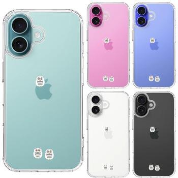 iPhone16 ケース クリア ふくろう 三羽 スマホケース 側面ソフト 背面ハード ハイブリッド  送料無料-1
