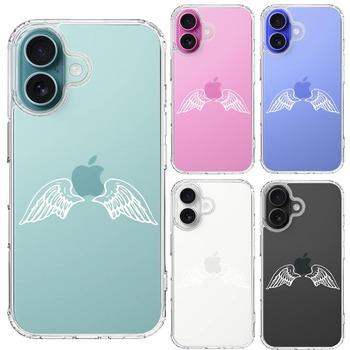 iPhone16 ケース クリア エンジェル 翼  ウィング 白 スマホケース 側面ソフト 背面ハード ハイブリッド  送料無料-1