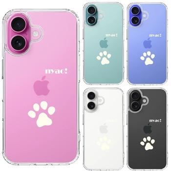 iPhone16 ケース クリア ねこ 猫 肉球 足跡 ライトイエロー スマホケース 側面ソフト 背面ハード ハイブリッド  送料無料-1