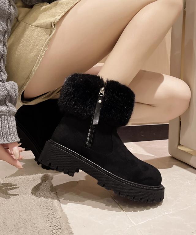 ショートブーツ 厚底ブーツ 裏起毛 美脚 送料無料 即日発送-4