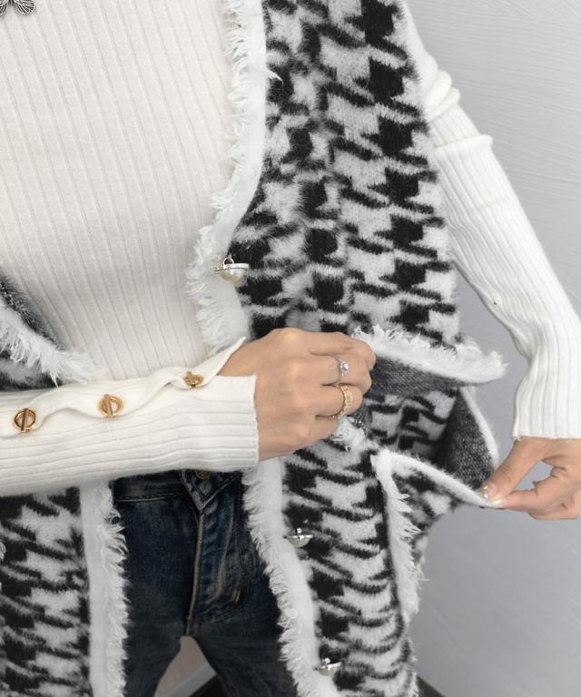 ニットベスト モヘアタッチニットジレ秋冬 送料無料 即日発送-9