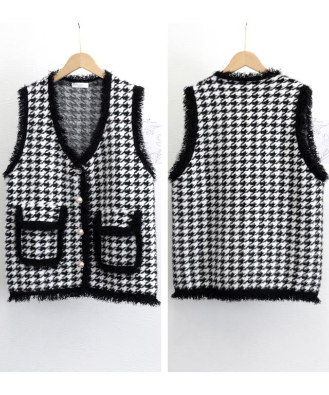 ニットベスト モヘアタッチニットジレ秋冬 送料無料 即日発送-2