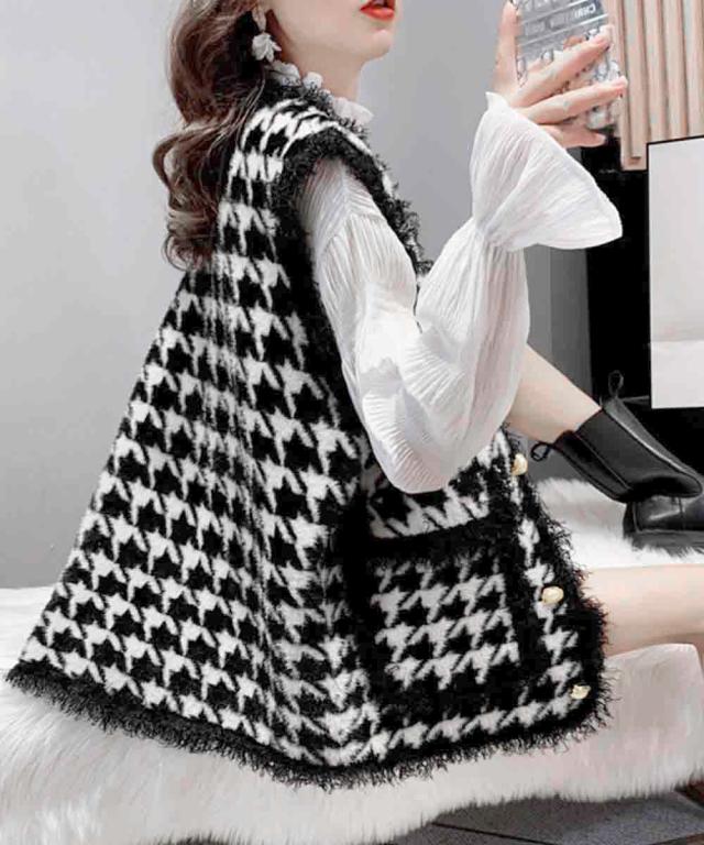 ニットベスト モヘアタッチニットジレ秋冬 送料無料 即日発送-6