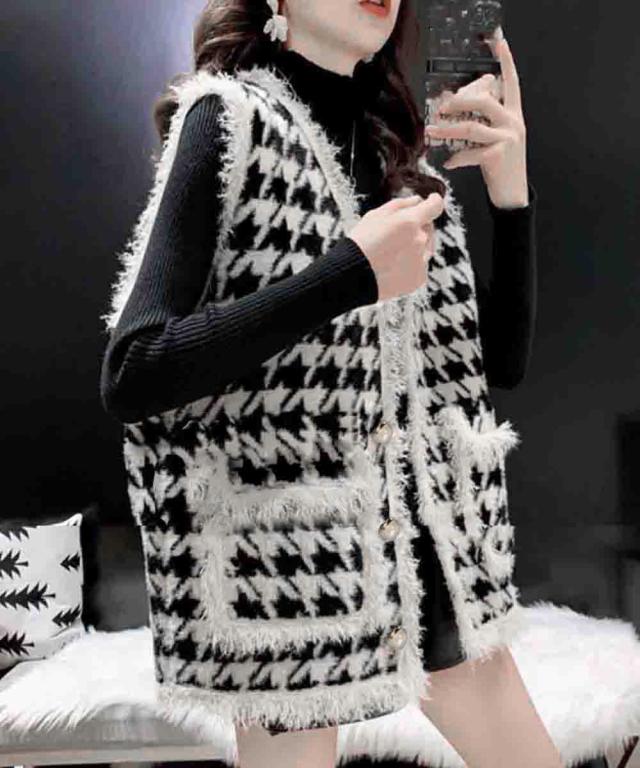 ニットベスト モヘアタッチニットジレ秋冬 送料無料 即日発送-7