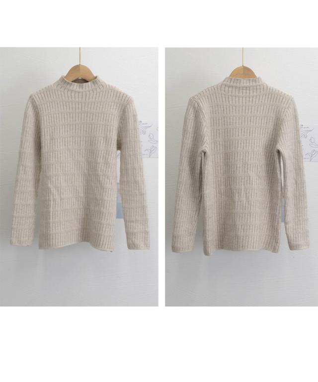 裏起毛 プチハイネックニットトップス厚手 送料無料 即日発送-2