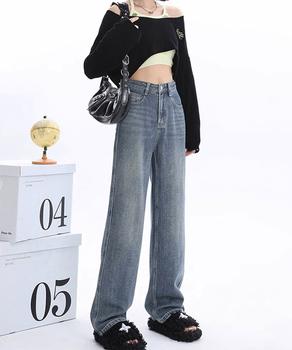 裏起毛デニムパンツストレートデニム裏ボア 送料無料 即日発送-2