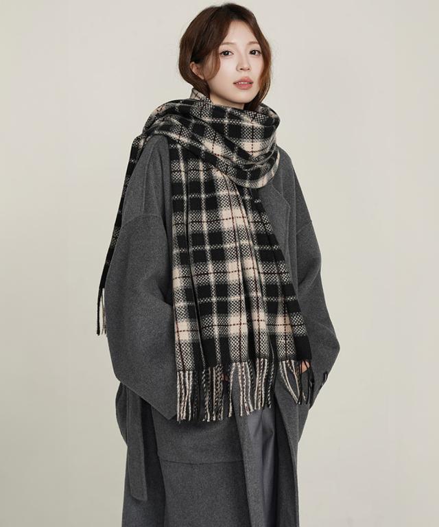大判マフラー チェック柄 秋冬レディース SK21644260-1659 送料無料 即日発送-2