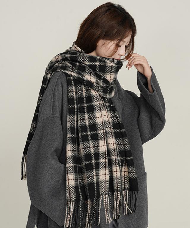 大判マフラー チェック柄 秋冬レディース SK21644260-1659 送料無料 即日発送-3