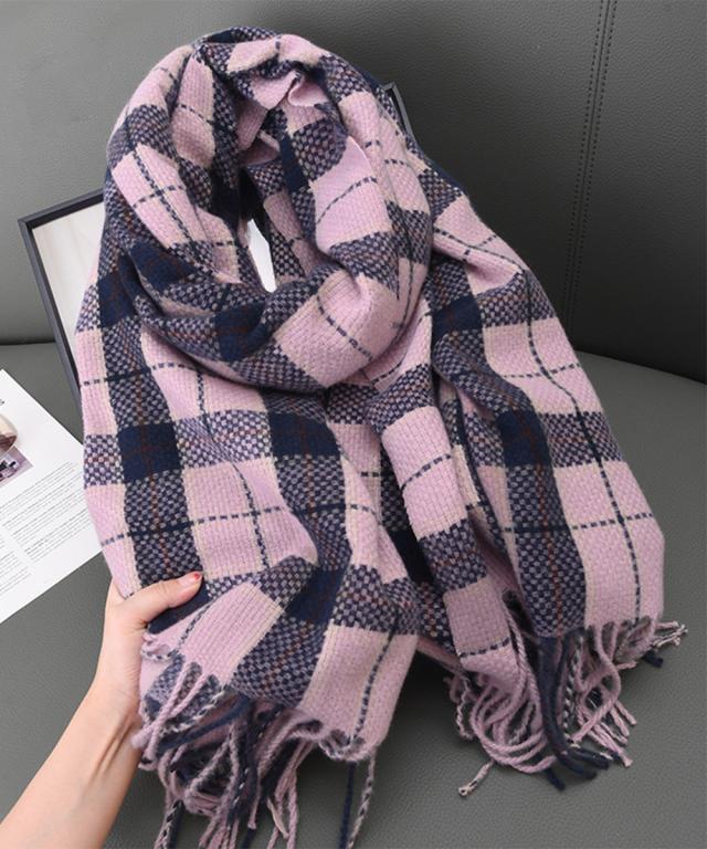 大判マフラー チェック柄 秋冬レディース SK21644260-1659 送料無料 即日発送-6