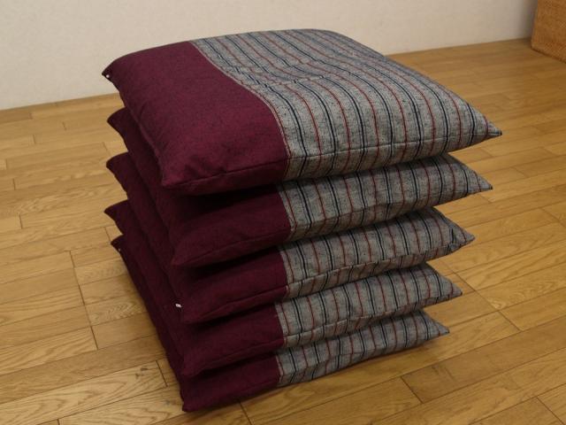 久留米織り 座布団 筑後 ちくご エンジ 55×59cm 送料無料-2