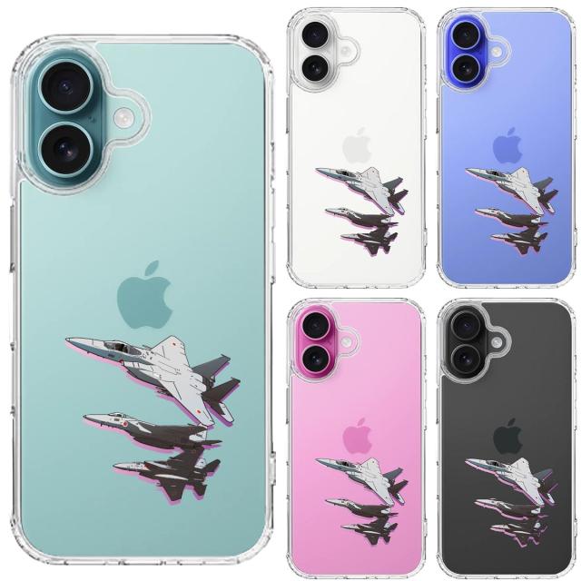iPhone16 ケース クリア 戦闘機 F 15J 編隊飛行 ブレイク スマホケース 側面ソフト 背面ハード ハイブリッド  送料無料-1