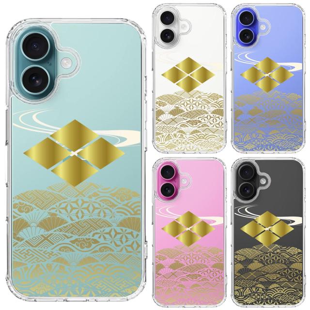 iPhone16 ケース クリア 武田信玄 武田菱 スマホケース 側面ソフト 背面ハード ハイブリッド 送料無料-1