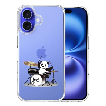 iPhone16 ケース クリア ドラム パンダ スマホケース 側面ソフト 背面ハード ハイブリッド  送料無料-0