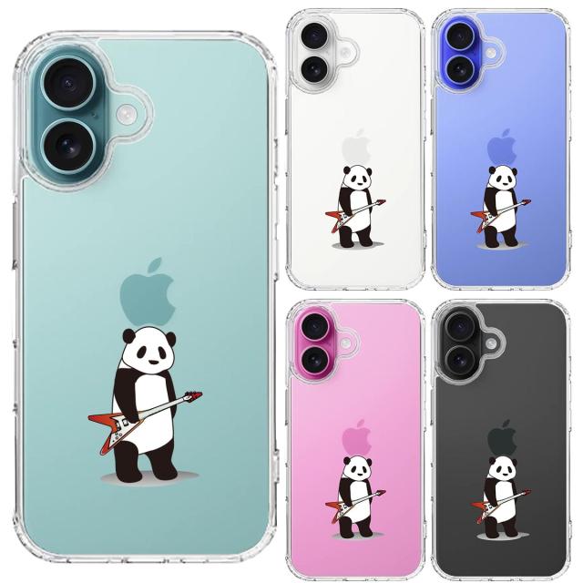 iPhone16 ケース クリア エレキギター パンダ スマホケース 側面ソフト 背面ハード ハイブリッド  送料無料-1