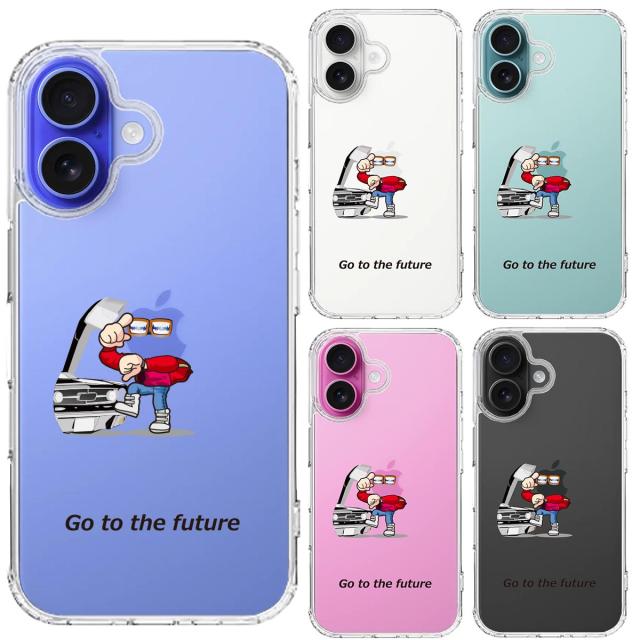 iPhone16 ケース クリア 映画パロディ go to the future スマホケース 側面ソフト 背面ハード ハイブリッド 送料無料-1