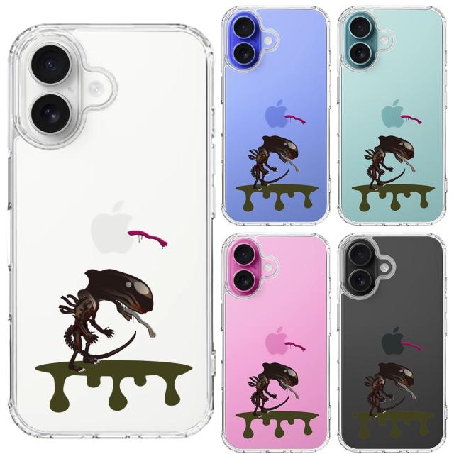 iPhone16 ケース クリア 地球外生命体 スマホケース 側面ソフト 背面ハード ハイブリッド  送料無料-1