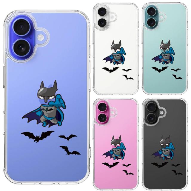 iPhone16 ケース クリア 映画パロディ 蝙蝠男 スマホケース 側面ソフト 背面ハード ハイブリッド  送料無料-1