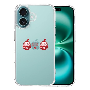 iPhone16 ケース クリア 幸福を呼ぶ 達磨 スマホケース 側面ソフト 背面ハード ハイブリッド  送料無料-0